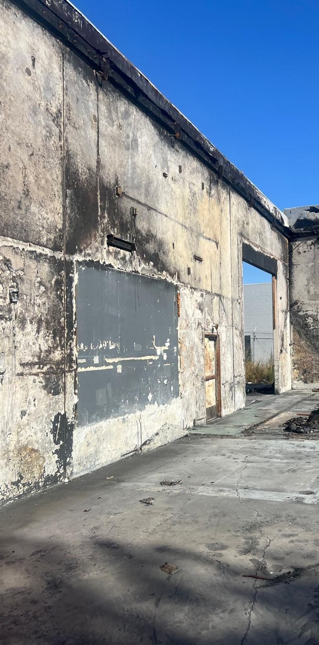 Fire-damaged interior walls, Fremont (LPD demolition phase)